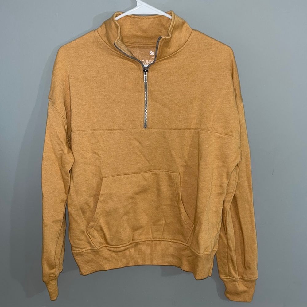 NWOT So Lounge Life Relaxed Fit Quarter-Zip Sweatshirt in Sand